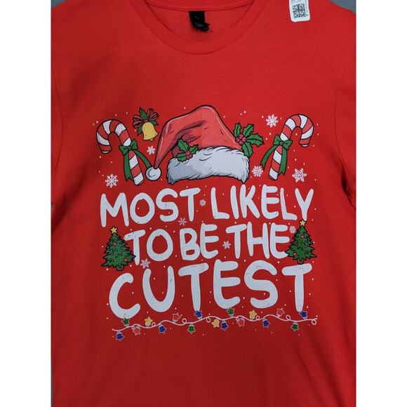 Most Likely TO BE THE CUTEST Christmas T-Shirt Boys Size Small - Picture 3 of 6
